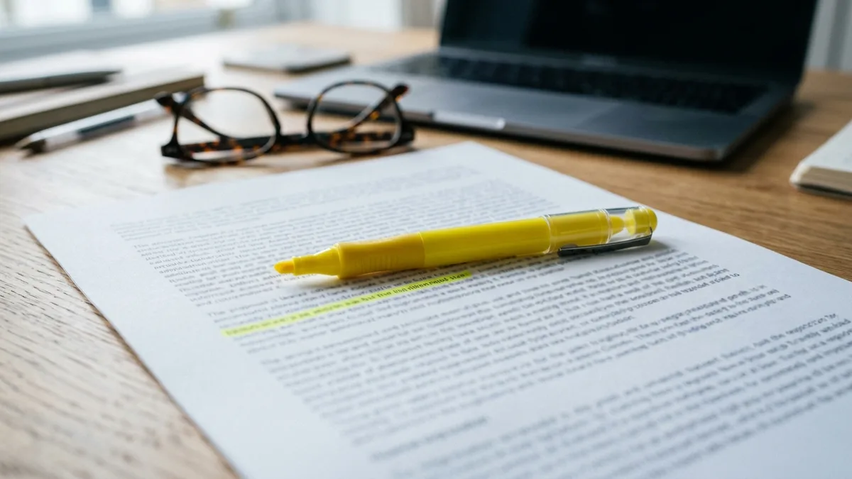 Yellow highlighter marking a line on a printed insurance appeal document